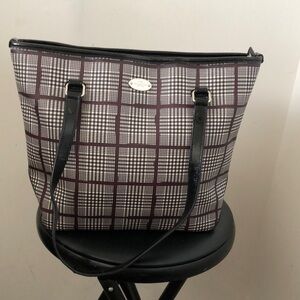 Black and Brown Structured Tote Bag with Classic Design